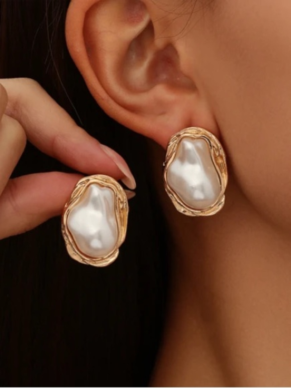 House of Harlow 1960 Gold Pearl Statement Earrings